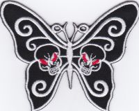 iron on patch Embroidery Beautiful butterfly with skull  8.5x7 cm ผีเสื้อ กะโหลก สวย ตัวรีด เย็บติดผ้าประเทศไทย โลโก้ปัก มีกาวสำหรับรีด ตกแต่งเสื้อผ้า