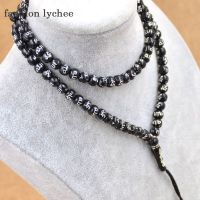 fashion lychee Islamic Plastic Black Round Prayer 7mm Beads Rosary Necklace Tibetan Buddhist Buddha Lucky Amulet Jewelry Fashion Chain Necklaces
