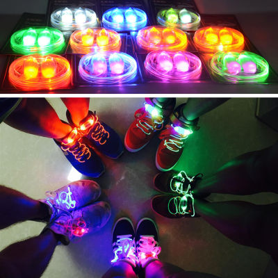 เชือกผูกรองเท้าเรืองแสง LED 1คู่แสงแฟลชลูกไม้รองเท้ากีฬาเรืองแสงหลากสีสำหรับตกแต่งงานปาร์ตี้รองเท้าผ้าใบรองเท้าผ้าใบส้นแบน