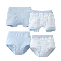 4PcsLot Boys Underwear Cartoon 2-18 Years Toddle Boy Shorts Pure Cotton Kids Panties Sets Blue Striped Childrens Underpants