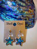 ต่างหุเปลือกหอย Shell Opal ทำจากเปลือกหอยเป๋าหื้อนิวซีแลนด์ รูปดาว เปลือกหอยแท้ธรรมชาติ