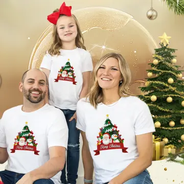 Christmas Family Pajama Set Matching Christmas Short Sleeves Shirt T-shirt  Christmas outfits for family