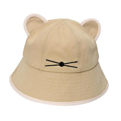 Yotjar หมวกกันแดดพับได้แบบพกพาน้ำหนักเบาหูแมวแฟชั่นผู้หญิง Topi Bucket