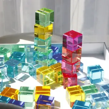 Acrylic Cubes Building Blocks Rainbow Stone Crystal Sensory