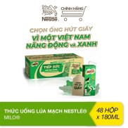 Phiên bản ống hút giấy Sữa lúa mạch Nestlé Milo thùng 48 hộp x 180ml