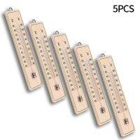 5Pcs Thermometer Outdoor Indoor Wooden Scale Thermometer Analog Room Garden Thermometer Set Temperature Meter Sensor