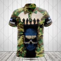 Custom Name Honduras Camo Skull Pattern Polo Shirts Summer Casual Streetwear Mens Fashion Loose Jersey Plus Size Sportswear