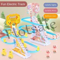 【hot sale】 ✾♟ B32 Assembled Toy Funny Duck Climbing Stairs Toy Light Music Toy Sliding Track Electric Toy Small Yellow Duck Toy Kids Educational Toy