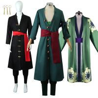 Anime One Piece Roronoa Zoro Cosplay Costumes Kimono Halloween Costumes For Men Role Play Clothing Party Uniform Suit Wig Coat