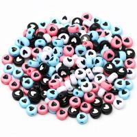 100pcs 7mm Mixed Heart Acrylic Beads Round Heart Spacer Beads For Jewelry Making Diy Bracelet Needlework Handmade Accessories Beads