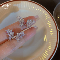 WHC Jewelry 2022ล่าสุดเงาเพทายปีกผีเสื้อต่างหูสำหรับผู้หญิงอุปกรณ์หรูหรา