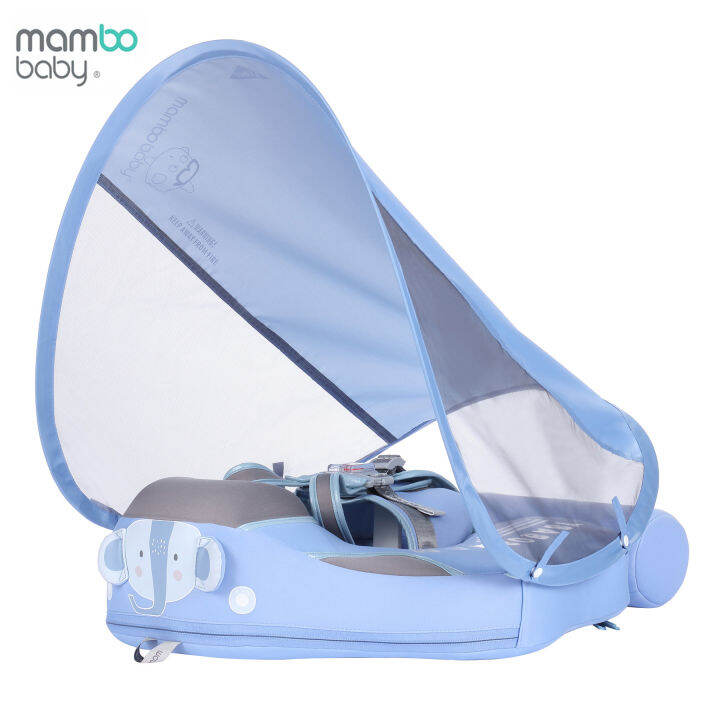 Mambobaby Float with Canopy Baby Swim Ring for Pool with Removable UPF 50 Sun Canopy Non