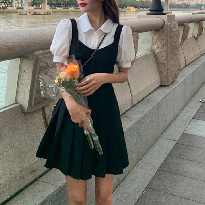 Vintage One Piece Dress Korean Short Sleeve Elegant Y2k Mini Dresses Women  Casual Gothic Black Dress Summer 2021 Kawaii Lolita | Lazada PH