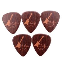 5PCS Acoustic Electric Guitar Picks Celluloid Plectrums Wood Color 0.71MM 0.96MM Brown Guitar Bass Ukulele Stick on Holder