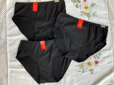 กางเกงในผู้หญิงเนื้อผ้าฝ้ายแบบเต็มตัว สีดำล้วน ฟรีไซส์ไหญ่#3211