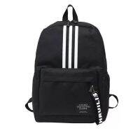 Korean Fashionable Uni Backpack With 3 Black Gray Stripes Pattern BL01