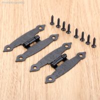 2 Pcs 65x33mm Black Antique Cabinet Door Luggage Hinges Jewelry Gift Boxes Vintage Old H Hinges Furniture Decoration with Screws