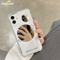 KISSCASE INS สไตล์ดาวเคราะห์กระจกเคสโทรศัพท์สำหรับ IPhone 14 13 12 11 Pro Max 14 Plus ถุงลมนิรภัยสี่มุมกันการชนเคสกันกระแทกสำหรับ IPhone 14 Pro Max