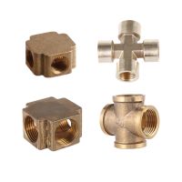 Cross 4 Way 1/8 quot; 1/4 quot; 3/8 quot; 1/2 quot; BSP Female Thread Brass Pipe Fitting Copper Barbed Connector Coupler Adapter Coupling Air Water