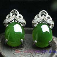 หยกสีเขียวตุ้มหูเพทาย925เงินเครื่องรางต่างหูธรรมชาติพลอย Chalcedony เครื่องประดับคริสตัล S