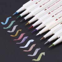 Sta brush metallic calligraphy marker on black paper felt fine round tip metal brilliant color markers for glass ceramics fabric Highlighters Markers