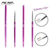 ANGNYA 1Pcs 7/9mm Kolinsky Hair Nail Art Brush Metal Handle Heart-shaped French Lines Stripe Flower Drawing Liner Pen Nail Tools