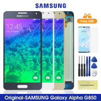 Original G850จอแอลซีดีสำหรับซัมซุง Galaxy Alpha G850ชิ้นส่วนจอสัมผัสแอลซีดีของเครื่องแปลงดิจิทัลสำหรับ Samsung G850 G850F G850M G850Y