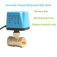 【YF】 1/2  3/4  1  2   Normally Closed Motorized Ball Valve 220V 12V 24V 2-Wire Brass Electric Replace Solenoid