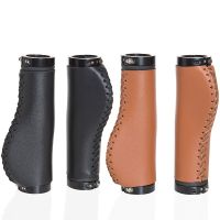 Bicycle Hand-stitched Leather Grip Aluminum Alloy Leather Bicycle Non-slip Accessories Mtb Grips Road Bike Handlebar Cover Handlebars