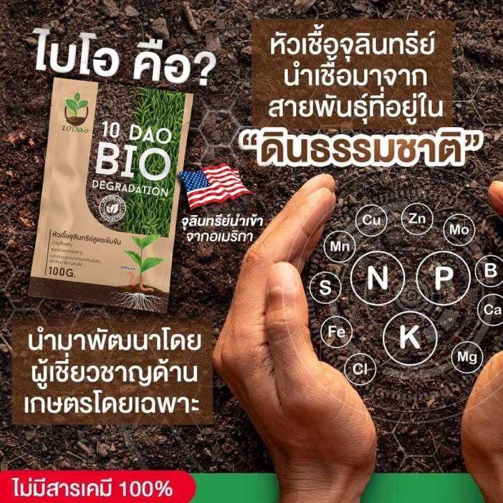 ส่งฟรี-10ดาว-ไบโอจุลินทรีย์-10-dao-bio-3-ซอง-ช่วยย่อยสลายฟาง-สสายหญ้า-ตอซังข้าว-กองใบไม้-หัวเชื้อจุลินทรีย์