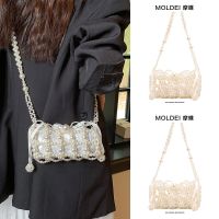 Summer crossbody mobile phone bag mini small bag female 2023 new mini hand-woven beaded pearl coin purse 【QYUE】