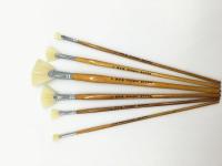 6pcs/set pig bristle fan shap paintbrush oil paint brush artists UV varnish Art pigments watercolor brushes for painting art