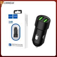 UMMEAX ของใหม่ 3.4A QC โทรศัพท์สมาร์ทโฟน อะแดปเตอร์ USB 2พอร์ต แอลอีดี ชาร์จได้อย่างรวดเร็ว ที่ชาร์จในรถ