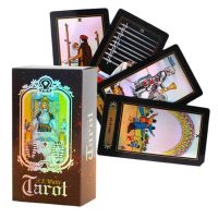 ไพ่ทาโรต์ Cartes Oracle Et Tarot Divinatoire โฮโลแกรมดาดฟ้าไพ่ทาโรต์แวววาวเวอร์ชันภาษาอังกฤษเต็มรูปแบบเกมกระดาน