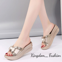 Kingdom_Fashion ร้องเท้าผูหญิง รองเท้าแตะลิ่ม รองเท้าแตะเสริมส้นผู้หญิง รองเท้ารัดส้น สะดวกสบาย อ่อนนุ่ม ความหนาพื้นรองเท้า 2023 ใหม่ B26G0E3 38Z230919