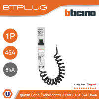 BTicino ลูกย่อยเซอร์กิตเบรกเกอร์ป้องกันไฟรั่ว/ลัดวงจร (RCBO)  ชนิด 1โพล 45แอมป์ 30mA 6kA Btplug รุ่น BTP1C45R30 l Ucanbuys