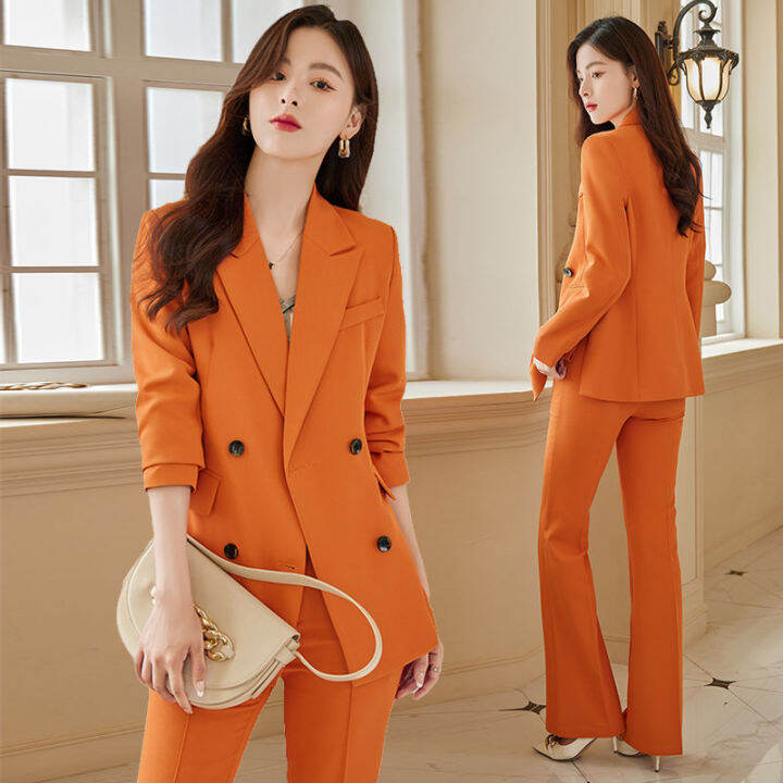 high-quality-fried-street-orange-suit-jacket-womens-autumn-new-professional-temperament-goddess-fan-general-manager-suit-suit