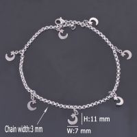 DIY Stainless Steel Anklet Chain with Small Moon and Star Charms Stainless Steel Ankle Bracelet Foot Jewelry A007