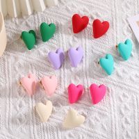 【YF】 Trend Soft Heart Red White Yellow Clip on Earrings Love Statement Big Bohemia Vintage Acrylic Non Pierced Ear Clips Jewelry Gift