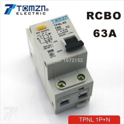 TPNL 1P N 63A 230V 50HZ/60HZ Residual current Circuit breaker with over current and Leakage protection RCBO