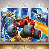 Monster Truck Photography Backdrop Machines Theme Background For Boys Kids Birthday Decorations Baby Shower Studio Booth Banner