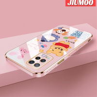 เคส JIUMOO สำหรับ OPPO A54 4G A74 5G A55 4G ลายการ์ตูนยิ้มสัตว์ใหม่กรอบสี่เหลี่ยมพื้นผิวเคสซิลิกาเจลกันกระแทกเคสมือถือฝาครอบป้องกันเลนส์กล้องถ่ายรูปรวมทุกอย่าง