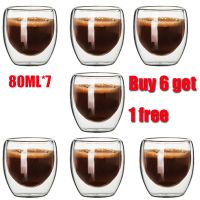 80ML Double Wall Glass Cup Transparent Handmade Heat Resistant Tea Drink Cups MINI Whisky Cup 100 centigrade Espresso Coffee Cup