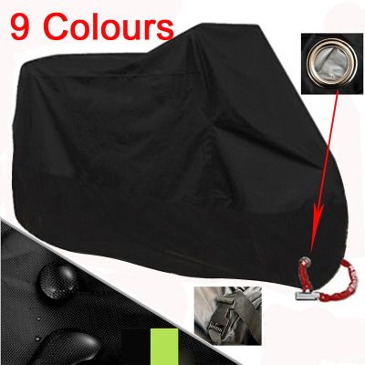 Black Motorcycle Cover M L XL XXL XXXL XXXXL Outdoor UV Protector Waterproof Rain Dustproof Cover Anti-theft with Lock Hole 190T Covers