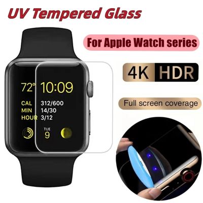 3PCS UV Tempered Glass for Apple Watch 8 7 45MM 41MM 6 5 4 SE 40MM 44MM Screen Protector for IWatch 3 2 1 38MM 42MM Protective