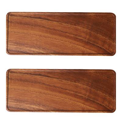 2X Acacia Wooden Tray, Solid Wood Wooden Afternoon Tea Tray, Fruit Tray, Coffee Shop Simple Snack Tray