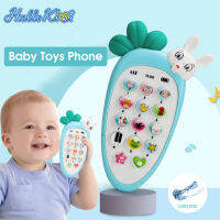 HelloKimi โทรศัพท์เด็ก โทรศัพท์มือถือของเด็ก  ของเล่นเด็ก ราคาถูกBaby Cell Phone Toy for Learning and Play Early Education Telephone with Silicone Cover Music Lights for 0-1 Year Old Kids with lanyard and