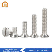 พร้อมสต็อก304สแตนเลส Slotted Countersunk หัวแบนเครื่องสกรูน็อตยึดแข็ง M3 M4 M5ความยาว5มิลลิเมตร-30มิลลิเมตร DIY ชุดเครื่องมือเปลี่ยนชุดซ่อมส่วน