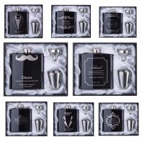 Groomsman gift Personalized Engraved 6OZ Hip Flask 188 Stainless Steel With White &amp; Black Box Gift Wedding Favors