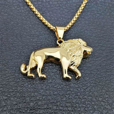 Hot K สร้อยคอสิงโตสแตนเลสสำหรับผู้หญิง/ผู้ชาย,จี้รูปหัวสิงโตสีทองตุ๊กตาสิงโตของขวัญสุดพิเศษจากเอธิโอเปียน